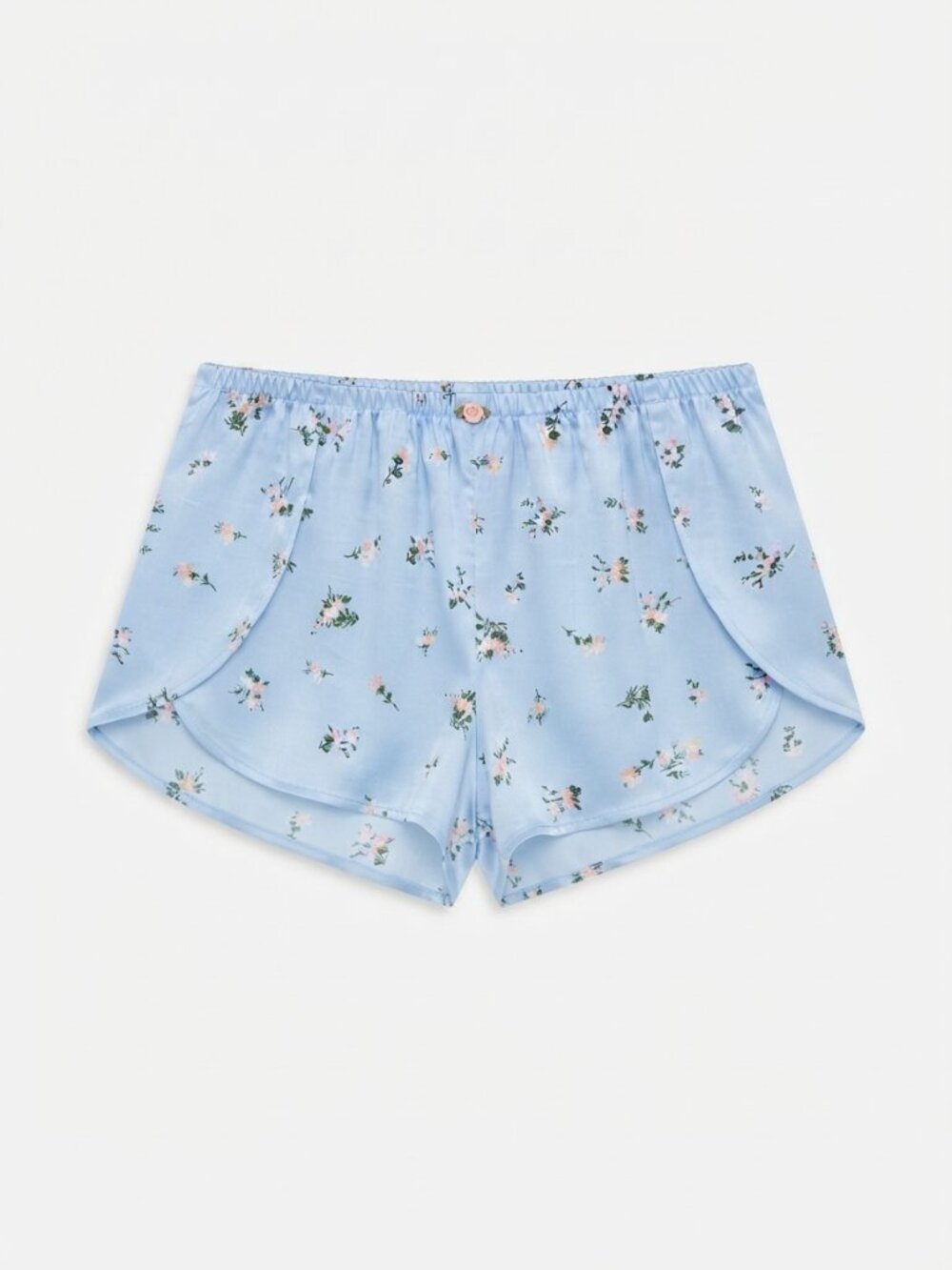 Rose + Vine Floral Satin Sleep Shorts Ribbon Rose Coquette Cottagecore - medium